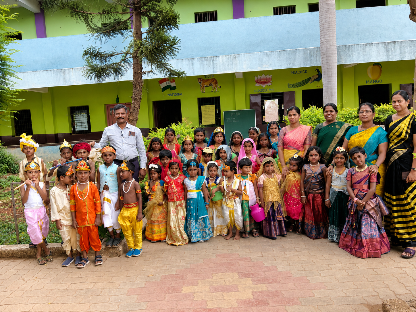 Students participating in a school celebration